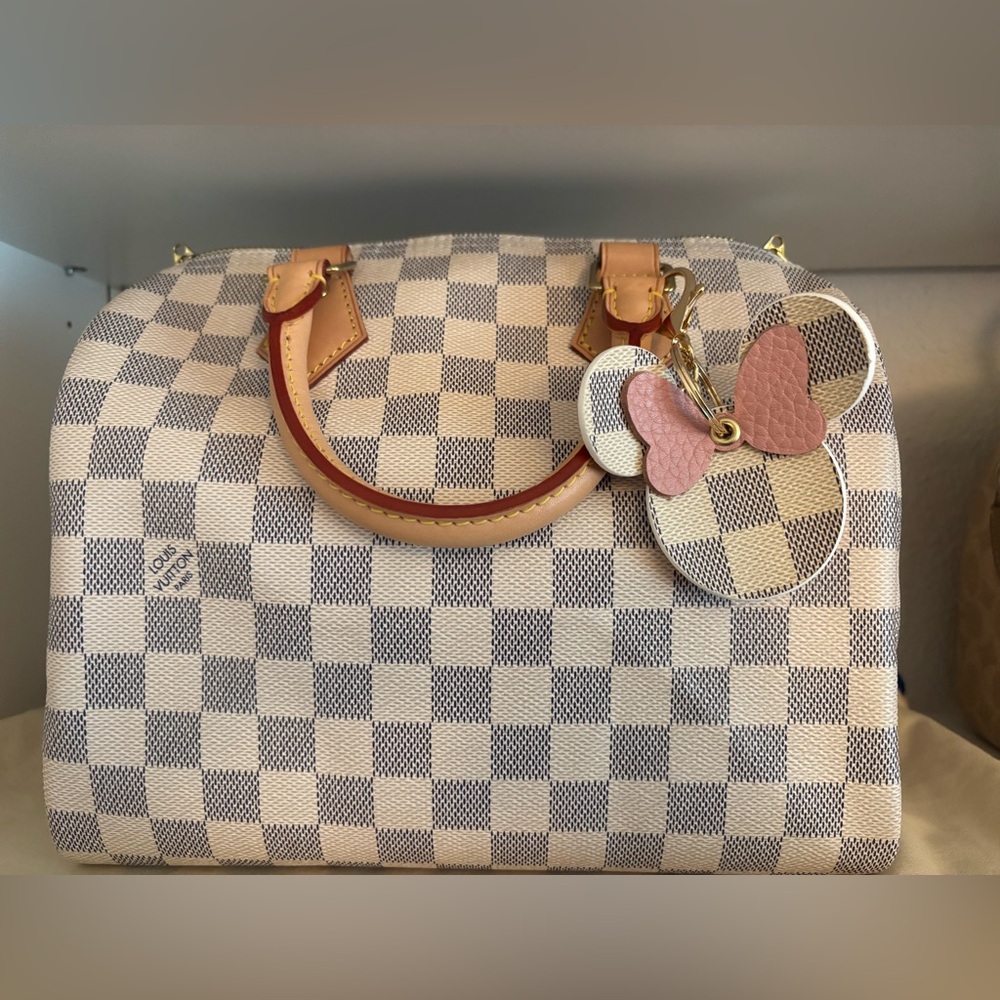 Authentic repurposed, Louis Vuitton, Mickey Mouse charm- Damier Azur